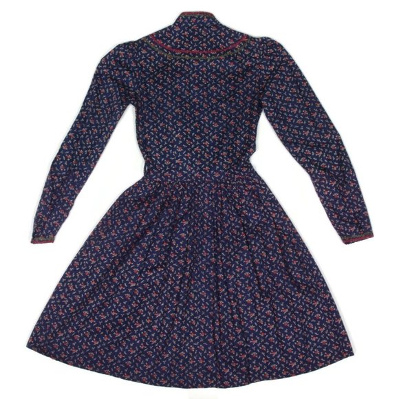 AUNT ABIGAIL'S ATTIC Cottagecore Prairie Blue Floral Rose Collared Dress XXS 896 - Picture 3 of 5